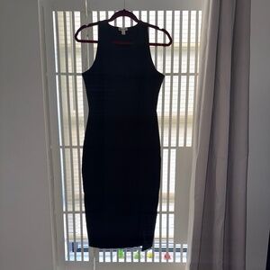 Black split double layer sleeveless dress